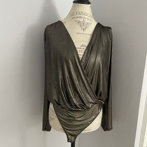 EXPRESS metallic v neck bodysuit